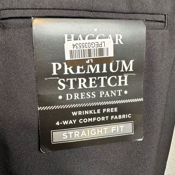 NWT Haggar Men’s Black Premium Stretch Comfort Flat Front Dress Pants - Size 30” - Picture 6 of 11